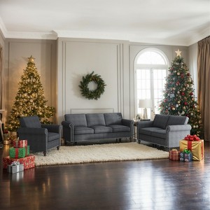 Mjkone 3 Piece Linen Living Room Sofa Set,Modern 3-Seater Sofa Couch&Loveseat Sofa&Single Sofa Armchair Set - 1 of 4