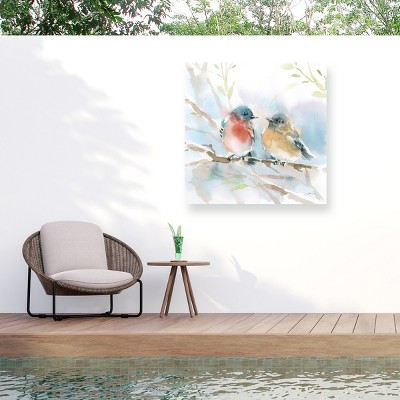"Bluebird Pair in Spring" Outdoor Canvas