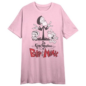 The Grim Adventures of Billy & Mandy Women's Pink Heather Short Sleeve Sleep Shirt-Medium - 1 of 3