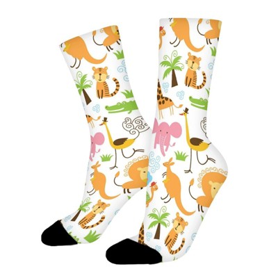 Cute Animals Pattern Women Printed Crew Socks Funny Funky Socks Soft Polyester Novelty Gifts for Artists Men