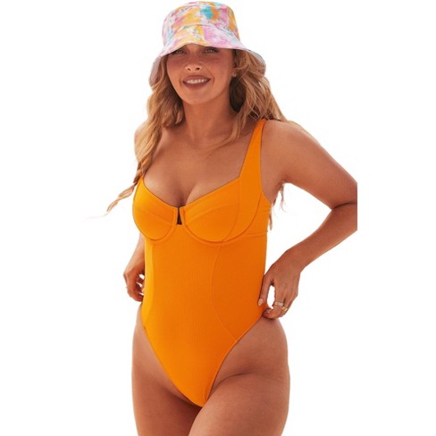 Swimsuits For All Women's Plus Size Temptress One Piece Swimsuit 18 Coral