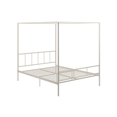Marion Queen White Metal Canopy Platform Bed with Headboard