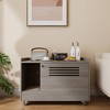 Chic Crate-Gray End Table for Cat Litter Box Enclosure - Hidden Wood Furniture with Top Fence, Multi-Use Storage Bench - 4 of 4