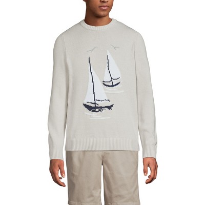 Lands' End Men's Classic Cotton Drifter Signal Flags Crew Neck Sweater