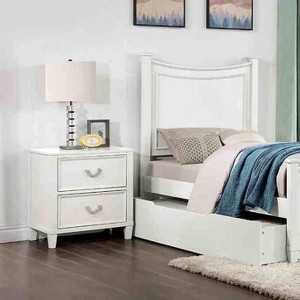 Sapphtopaz Modern Nightstand with 2 Dovetail Drawers Wood Night Stand with Chrome Hanging Pulls Simple Bedside Table for Bedroom, Living Room - 1 of 4