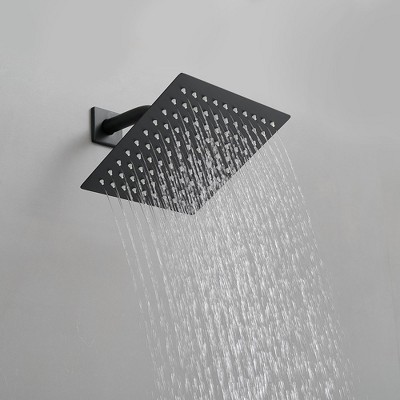 Matte Black Stainless Steel Square Rainfall Shower Faucet Set