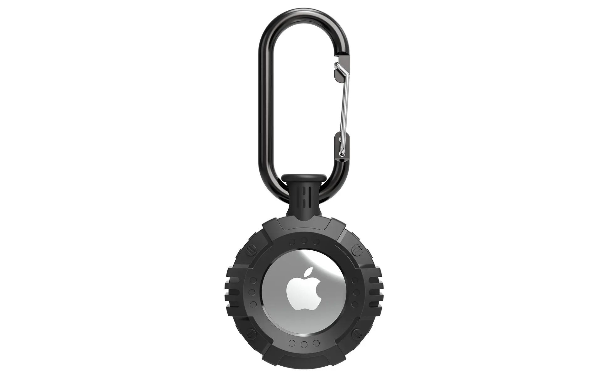 Vena For Apple AirTag Holder, AirTag Keychain Round TPU, AirTag Case Cover For Pet Dog Cat Collar Luggage Kids Elderly Backpack- Black