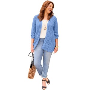 Catherines Mixed Stitch Pointelle Cardigan - 1 of 2