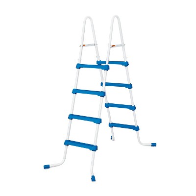 Summer Waves P54520000 52 Inch SureStep 4 Step Heavy Duty Steel Outdoor Above Ground Swimming Pool Ladder, Blue