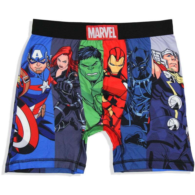 Marvel Mens' 2 Pack The Avengers Comic Boxers Underwear Boxer Briefs Black, 2 of 5