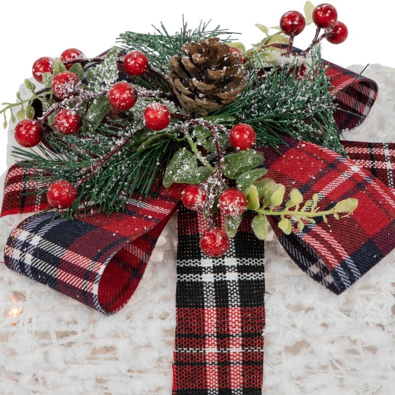 Northlight Set of 3 Lighted Red Plaid Gift Boxes Outdoor Decorations, 5 of 7