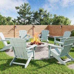 Modern HDPE Adirondack Chair Set of 6 - Oversize 380lb Capacity, Weather-Resistant Poly Lumber with Wood Texture for Deck, Pool, Porch Outdoor Use - 1 of 4