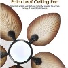 Kviflon 44 Inch Tropical Ceiling Fan with LED Lights, Palm Leaf Blades,6 Speed,Dimmable LED,Wood Grain Design,for Kitchen,Dining Room,Patio - 3 of 4