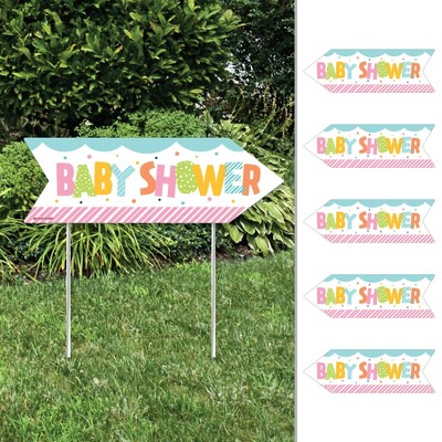 Big Dot of Happiness Colorful Baby Shower - Arrow Gender Neutral Party Direction Signs - Double Sided Outdoor Yard Signs - Set of 6