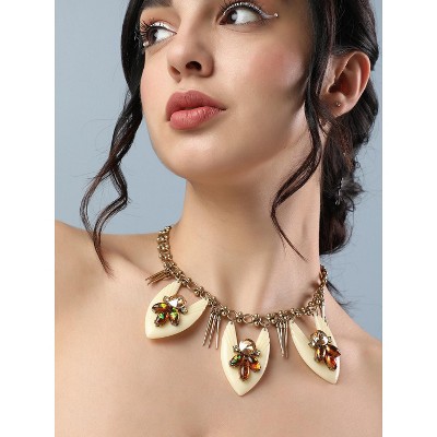 SOHI Women's Ivory White Party Stone Statement Necklace