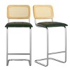 FURNIinspire Dining Chairs Set Of 2 Dining Room Chairs, Upholstered Leather Height Chair Armless Barstools with Rattan Back, Green, 17.7"*18.9"*42.5" - 4 of 4