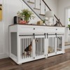 DSVIMOY 63" Large Dog Crate Furniture for Double Dog, Wooden Dog Kennel with 2 Drawers, Divider and Sliding Door, Brown & White, 63"*23.62"*33.66" - 2 of 4