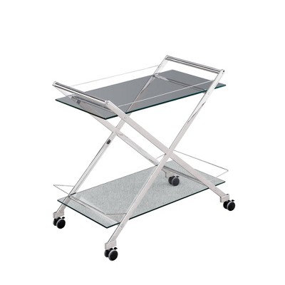 31" 2 Tier Rolling Bar Cart Silver - Sagebrook Home
