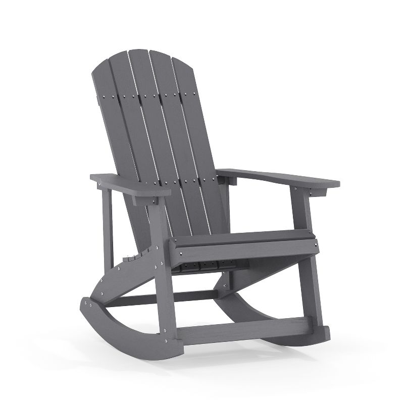 Flash Furniture Savannah All-Weather Poly Resin Wood Adirondack Rocking Chair with Rust Resistant Stainless Steel Hardware, 1 of 18
