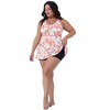 Agnes Orinda Women's Plus Size V Neck Sleeveless Floral Flowy Top with Shorts 2-Piece Tankini Sets - 3 of 4