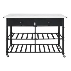 50" Emery Kitchen Island White Cultured Stone/Gray Finish - Acme Furniture - 1 of 4