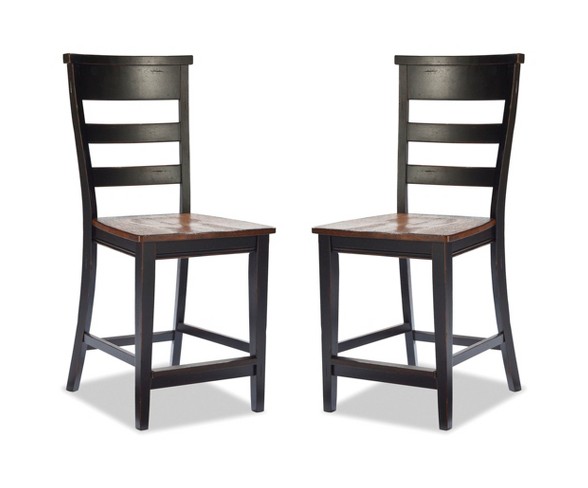 24" Winchester Ladder Back Barstool Black/Honey Nut Finish - Intercon