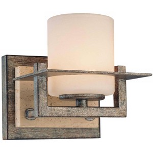 Minka Lavery Industrial Wall Light Sconce Patina Iron Hardwired 5 1/4" Fixture Etched Opal Glass Shade for Bedroom Bathroom Vanity - 1 of 3
