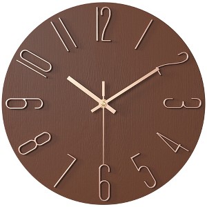 REGALWOVEN Plastic Classic Battery Powered Silent Non-Ticking Wall Clock 12 x 12 Inches - 1 of 4