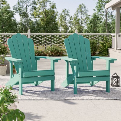 Sonkuki 2-Pack Faux Wood Adirondack Chair with High Back and Wide Seat