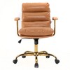 LeisureMod Regina Ergonomic Executive Office Chair – Padded Leather with Gold Steel Frame, Adjustable Height Computer Desk Chair & Swivel Base - 2 of 4