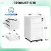 GALAXHERO 3-Drawer Rolling File Cabinet with Lock, Wood Under Desk Filing Cabinet for Home Office, Fits Letter/Legal/A4 Size, White - 4 of 4