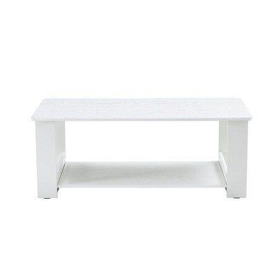 XINGHANZHENXUAN Brown Modern 2-Tier MDF Coffee Table, Contemporary Rectangular Center Table with Textured Finish for Living Room, Bedroom, Study