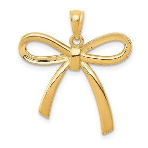Black Bow Jewelry 14K Yellow Gold Polished Ribbon Bow Pendant - 1 of 4