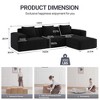 TiramisuBest Modular Sofa Convertible to Oversized Sofa Bed, Flexible 2-Person Corduroy Cloud Velvet Sofa, Black - 4 of 4