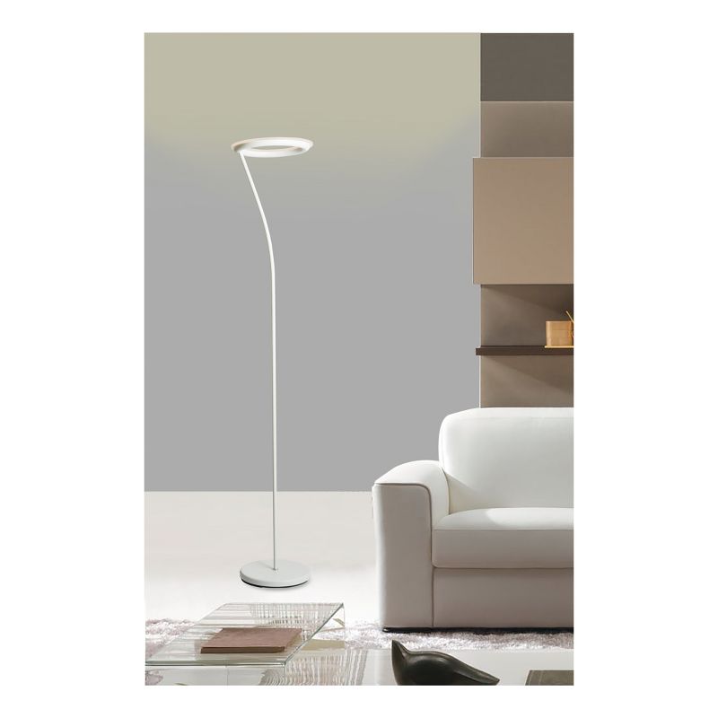 73&#34; Modern Metal Halo Torchiere Floor Lamp (Includes LED Light Bulb) White - Ore International, 4 of 5