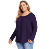 Coolmee Women Plus Size Long Sleeve Tunic Top Casual Pleated Shirts Hide Belly Blouse for Leggings - 3 of 4
