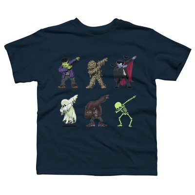 Boy's Design By Humans Dabbing Halloween Creatures Skeleton Zombie Dab By vomaria T-Shirt