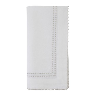 Saro Lifestyle NM162.W20S 20 in. Square Cotton Embroidered Medallion Table Napkins - White, Set of 6