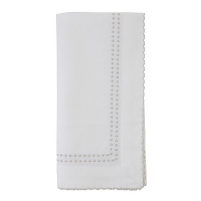 Saro Lifestyle NM131.W20S 20 in. Broderie Square Table Napkins with Hemstitch Border & Ornament Embroidery - White Set of 6