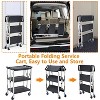 Foldable Service Cart, 3-Tier Heavy Duty Rolling Service Cart with Lockable & Silent Wheels, 330 lbs Load Capacity, Professional Utility Cart  Black - 4 of 4