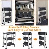 Foldable Service Cart, 3-Tier Heavy Duty Rolling Service Cart with Lockable & Silent Wheels, 330 lbs Load Capacity, Professional Utility Cart  Black - image 4 of 4