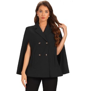 INSPIRE CHIC Women's Notched Lapel Collar Double Breasted Blazer Office Cloak Cape Coat - 1 of 4