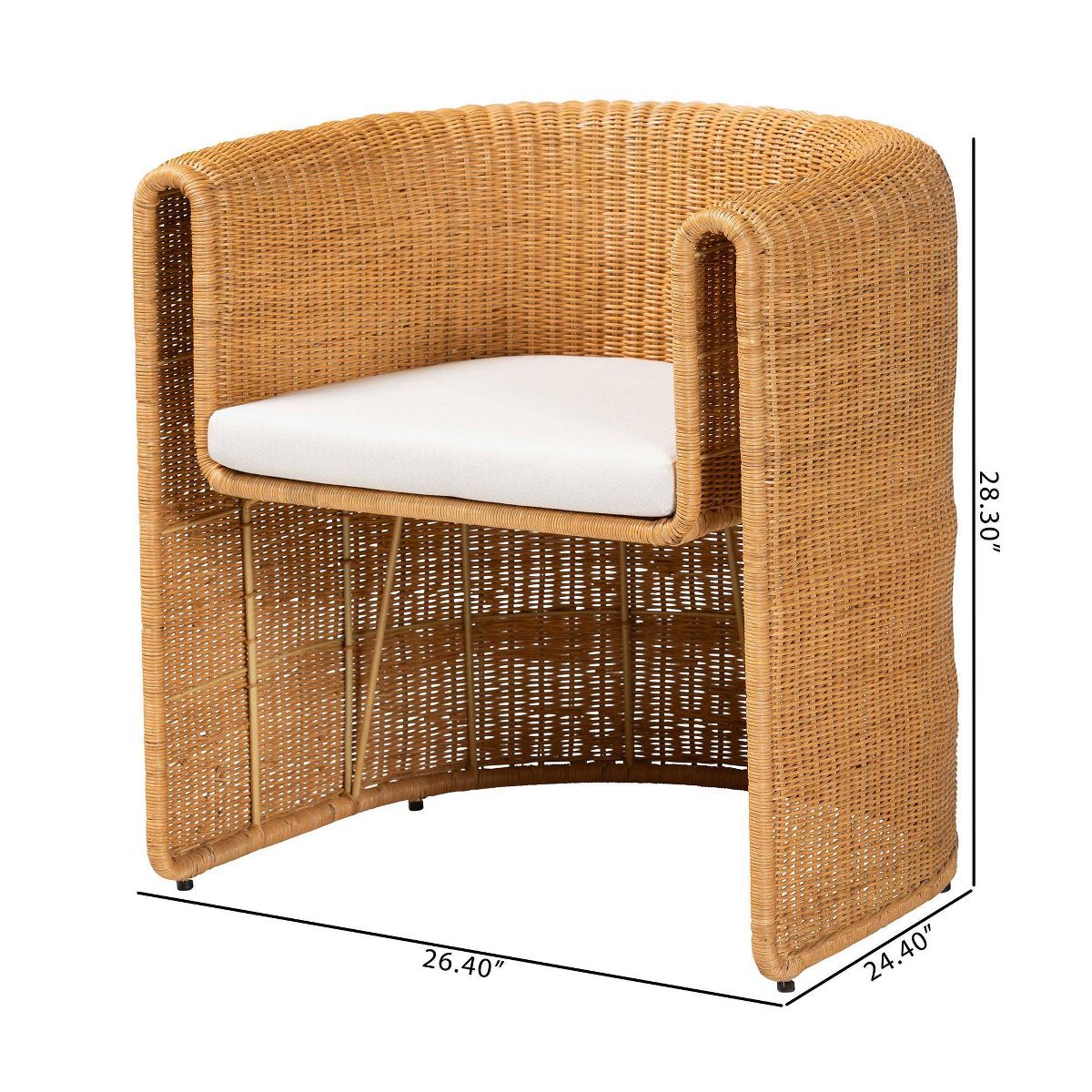 bali & pari Carina Natural Rattan Barrel Dining Chair Light Honey - thumbnail 10