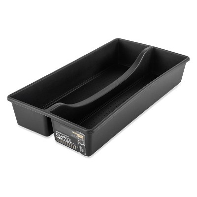 LunaLulinlk 2 Compartment Utensil Drawer Organizer, Black