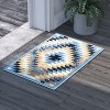 Emma and Oliver Distressed Southwestern Diamond Motif Plush Pile Olefin Accent Rug - Jute Backing - 2 of 4