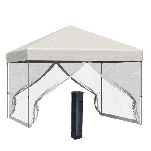 Outsunny 10' X 10' Pop Up Canopy Tent With Center Lift Hook Design, 3-level Adjustable Height, Easy Move Roller Bag : Target