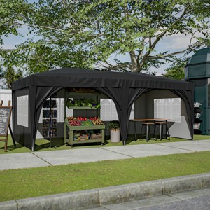 Sturdy 10'x20' Waterproof Pop Up Canopy Tent with 6 Sidewalls, Adjustable Heights, Carry Bag, Sandbags, Ropes & Stakes for Outdoor Events-Coolbibila - 1 of 4