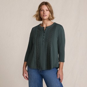 Lands' End Women's 3/4 Sleeve Lightweight Jersey Embellished Top - 1 of 4