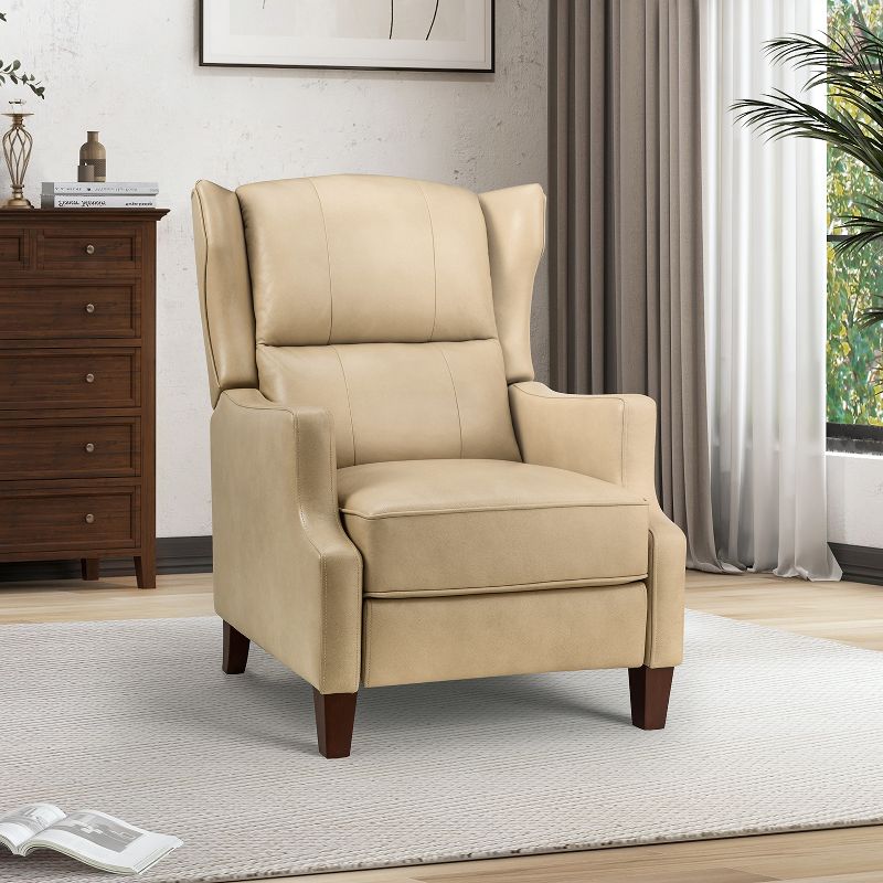 Heino Comfy Genuine Leather Recliner with Solid Wood Legs | KARAT HOME, 1 of 11