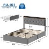 Bed Frame with Charging Station Upholstered Headboard & 4 Storage Drawers, With Wooden Slats Support, No Box Spring Needed - 2 of 4
